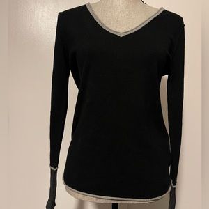 NWT Michael Stars Black Sweater Gray Ribbing On Neck And Bottom Size 1.